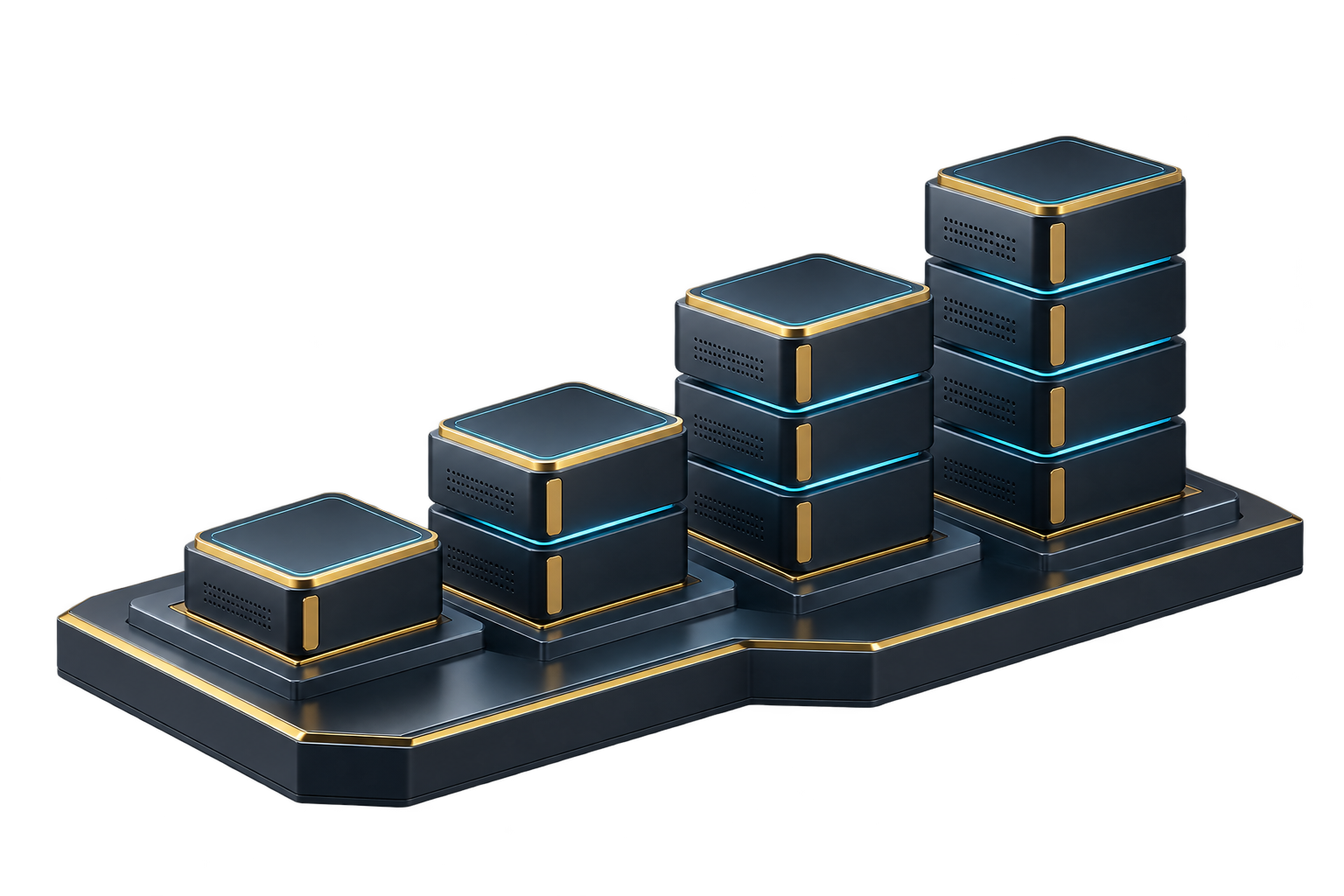 Isometric illustration of a growing cloud storage stack