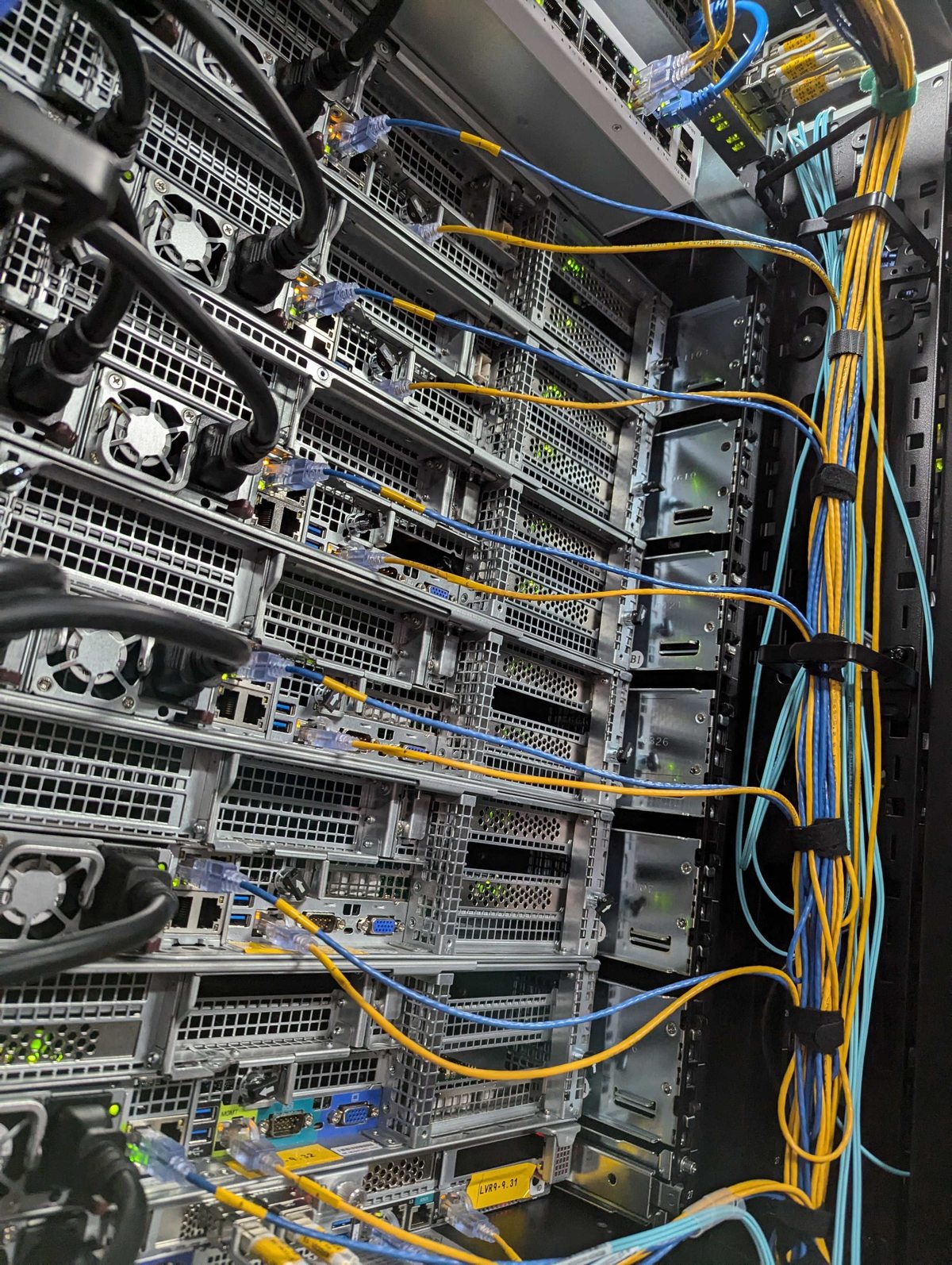 Network and power cabling behind servers in Las Vegas