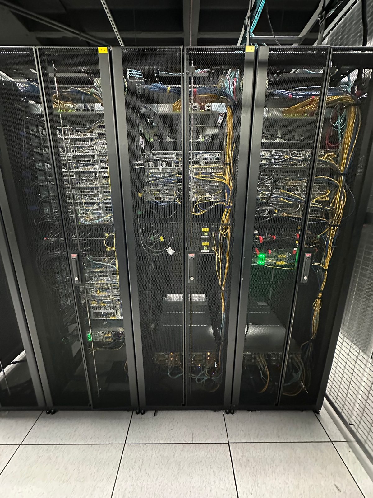 Row of server cabinets at Sharktech’s Las Vegas data center