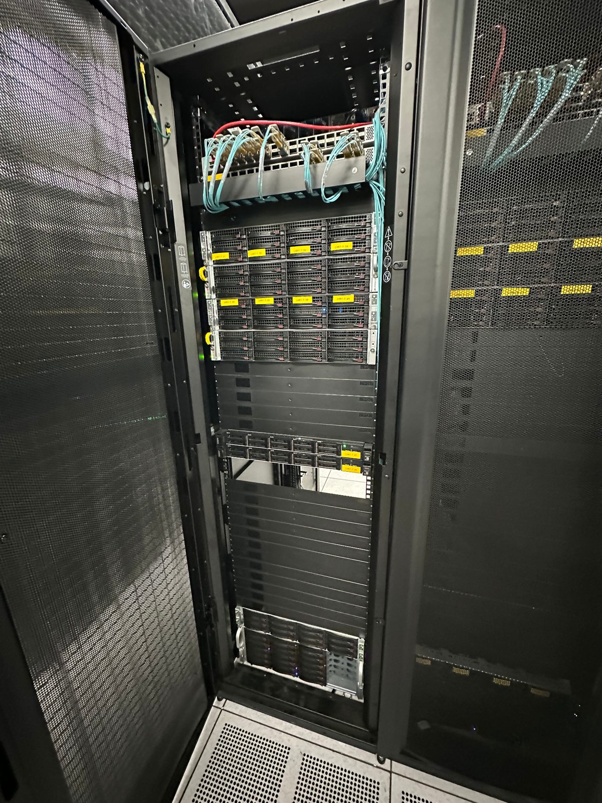 Storage servers and fiber cabling in a Las Vegas cabinet
